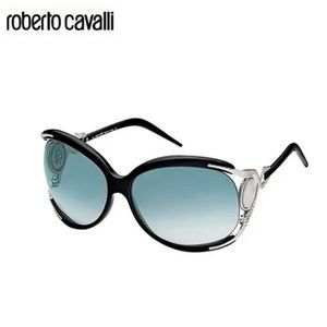 Roberto Cavalli Vintage Black Perla Sunglasses Silver Snake Pearl RC443S